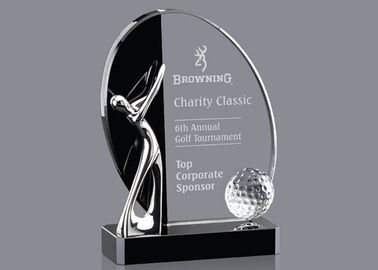 Özel Logo Golf Trophy Kupası Metal Golf Rakamlar ve Kristal Golf Topu Ile