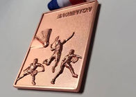 Kare Shape Özel Metal Madalya 70 * 50 * 4mm Takım Badminton Oyunları Için